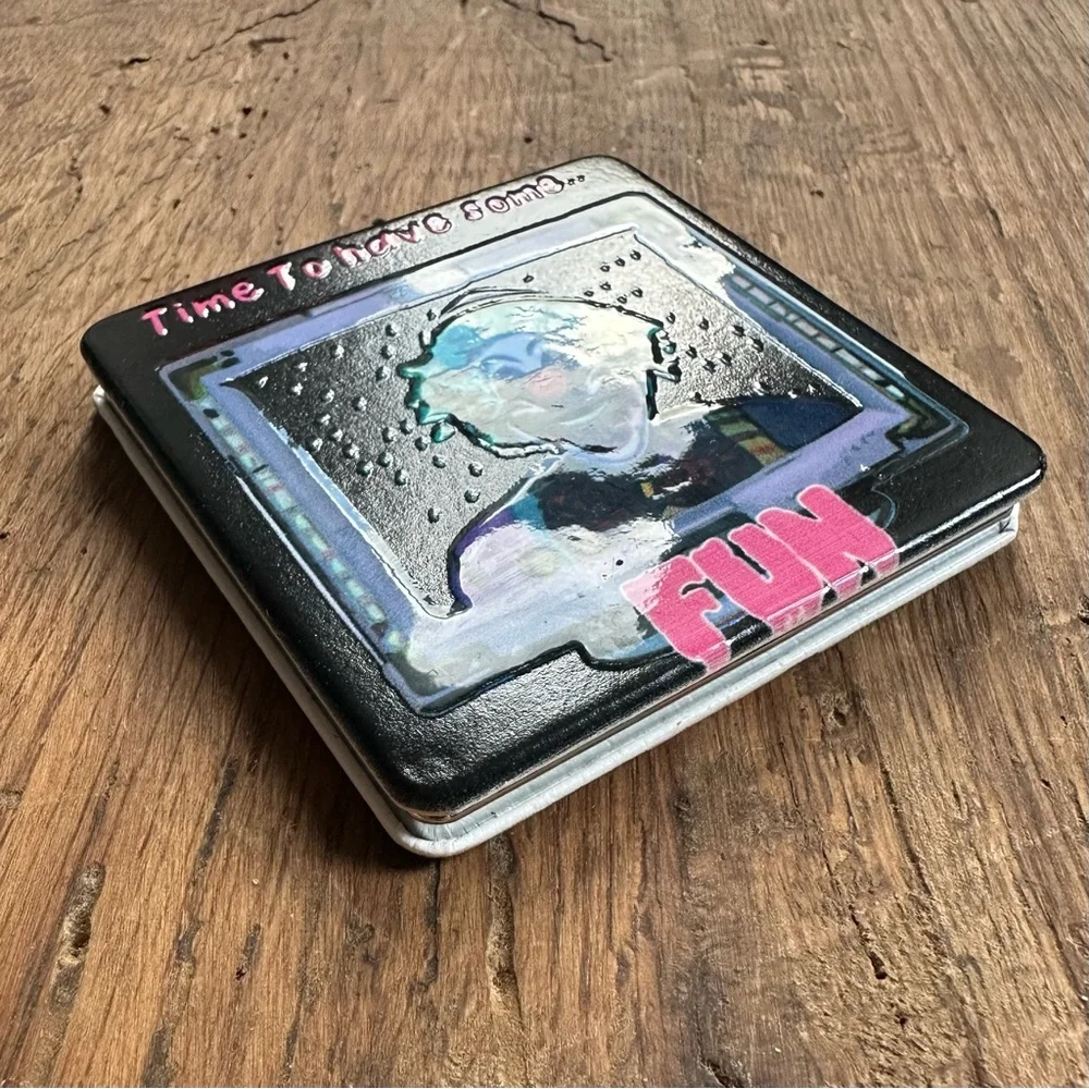 NWOT Painted clown compact square folding mirror 2.75”